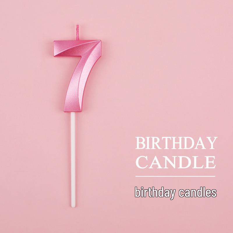 Gold and Silver Number Candles for Birthday Cakes - Pink Exquisite Design