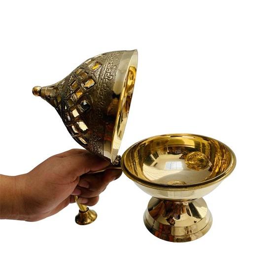 Vintage Loban-lampe, Loban for hjemmerensende messing, Spirituell brenner for tempel, Akhand Diya for hjemmet, Spirituell røkelsesbrenner, Loban-holder