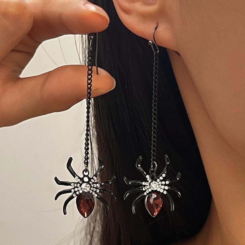 Gothic Spider Earrings Women Statement Animal Jewelry Alloy With 14K Gold Post Punk Fashion Accessory Halloween Party