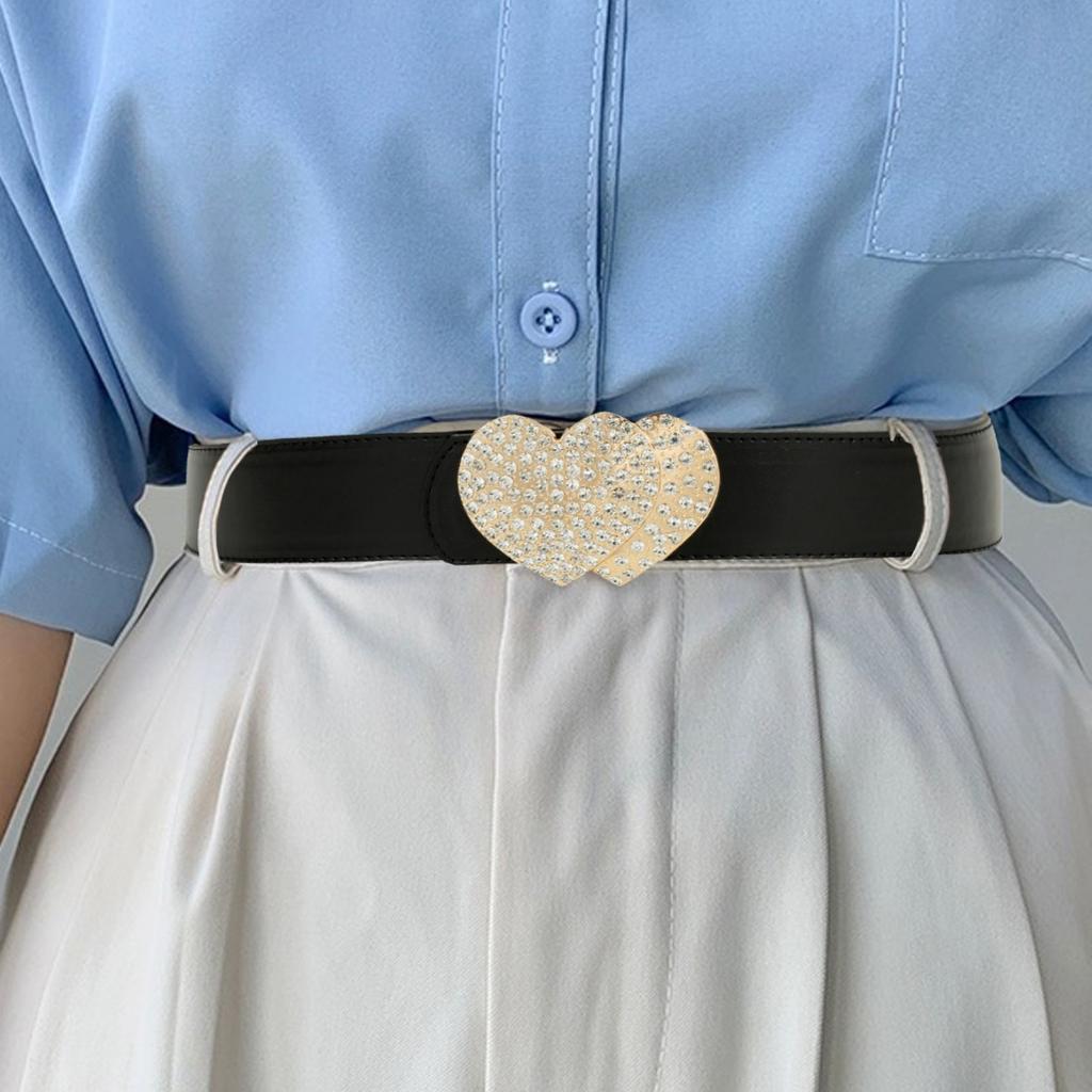 Diamond-Encrusted Love Belt With Skirt Decoration Waist Circumference Outer Wear Heart-Shaped Buckle Waist Belt Simple Belt