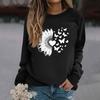Damenmode Lässig Langarm Einfarbig Bedruckt Rundhals Oberteil Sweatshirt