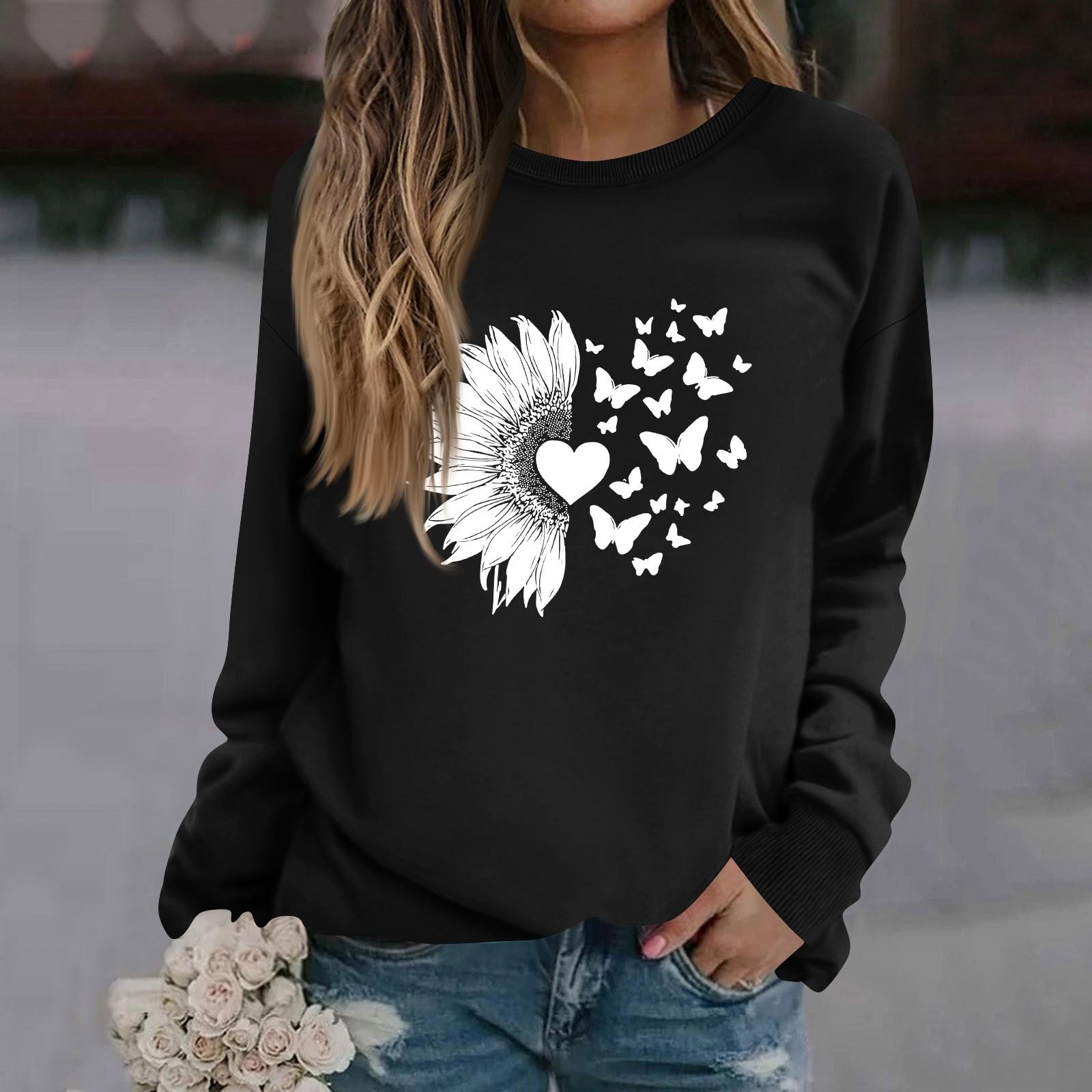 

Женская модная повседневная толстовка с длинным рукавом и круглым вырезом с принтом S