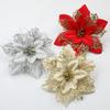 5-20pcs Christmas Artificial Flowers Glitter Xmas Tree Ornament Red Gold Poinsettia Flower Head Home New Year Party Decoration