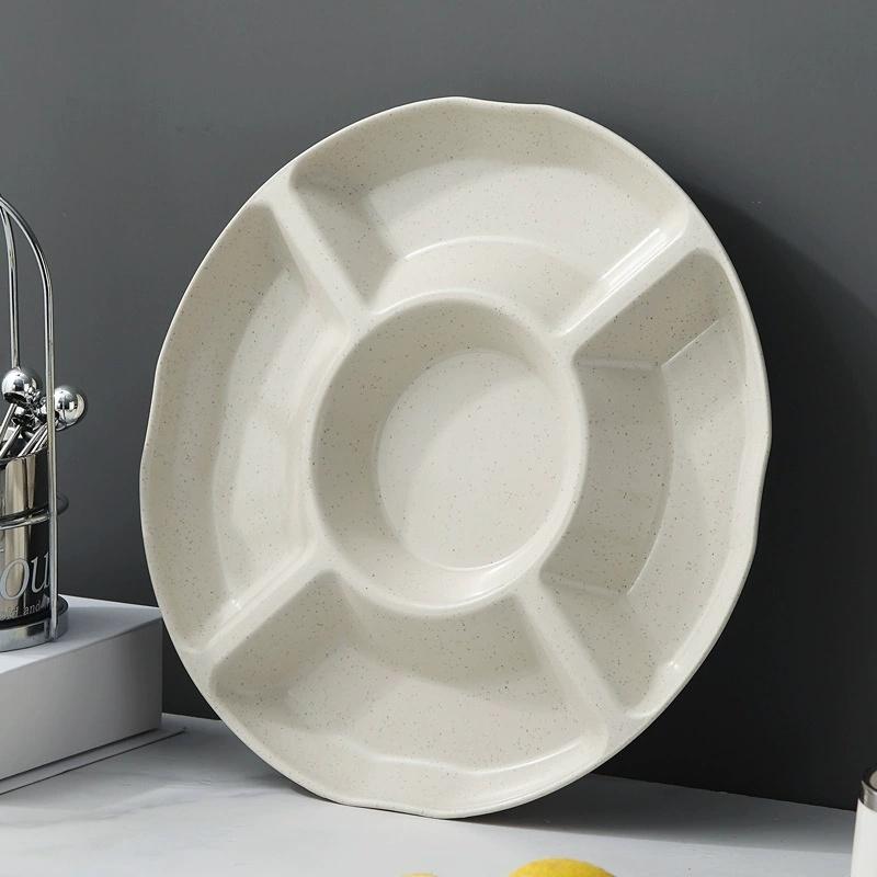 Candy Plate 5 Compartments Large Capacity Round Food Grade Multi-purpose Snack Fruit Nut Food Serving Tray Dish Holder Kitchen Supplies