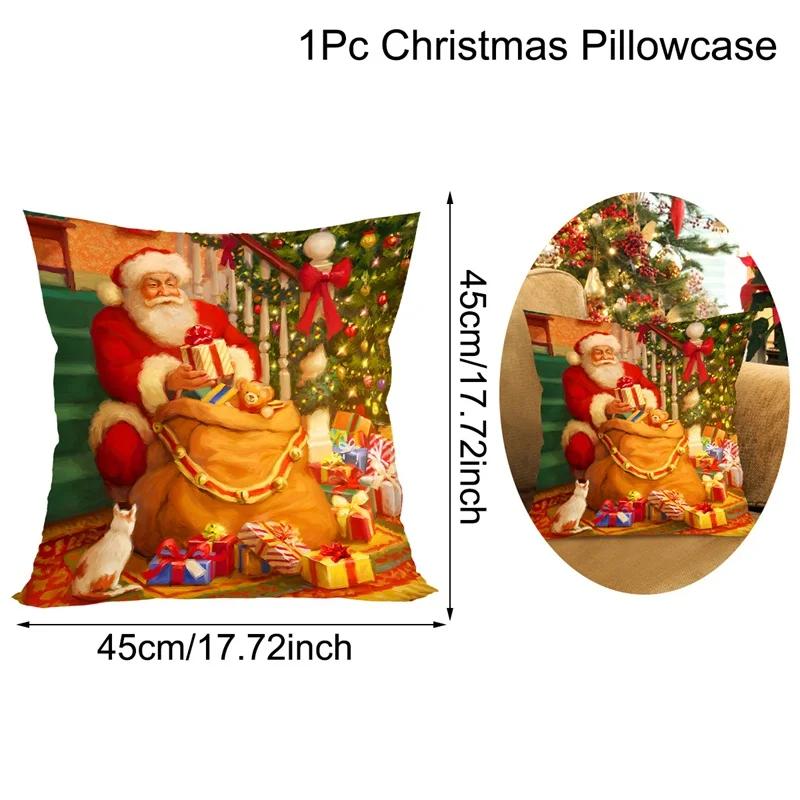 Christmas Cushion Cover Santa Decorative Throw Pillow Case Christmas Decorations For Home Navidad Natal Gifts New Year