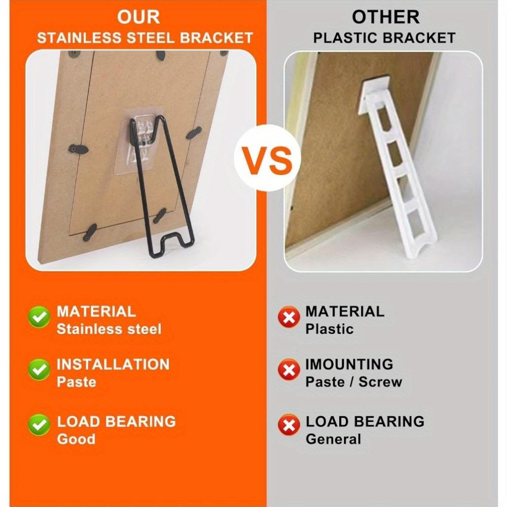 1/2pcs Metal Frame Bracket - Self-adhesive Black Bohemian Style Durable Metal Display Stand, Photos, Home Decoration
