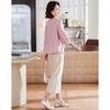 PAST Moms' Summer Breathable Cotton 3/4 Sleeve Top & Pants Set
