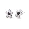 Sunoli Flower Women's Cubic Flower Black 925 Silver Earrings