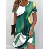 Women's Summer Short-Sleeve Minimalist Color-Blocked Dress