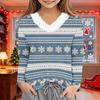 Girls' V-Neck Christmas Print Long Sleeve Thermal Shirt for Winter Base Layer