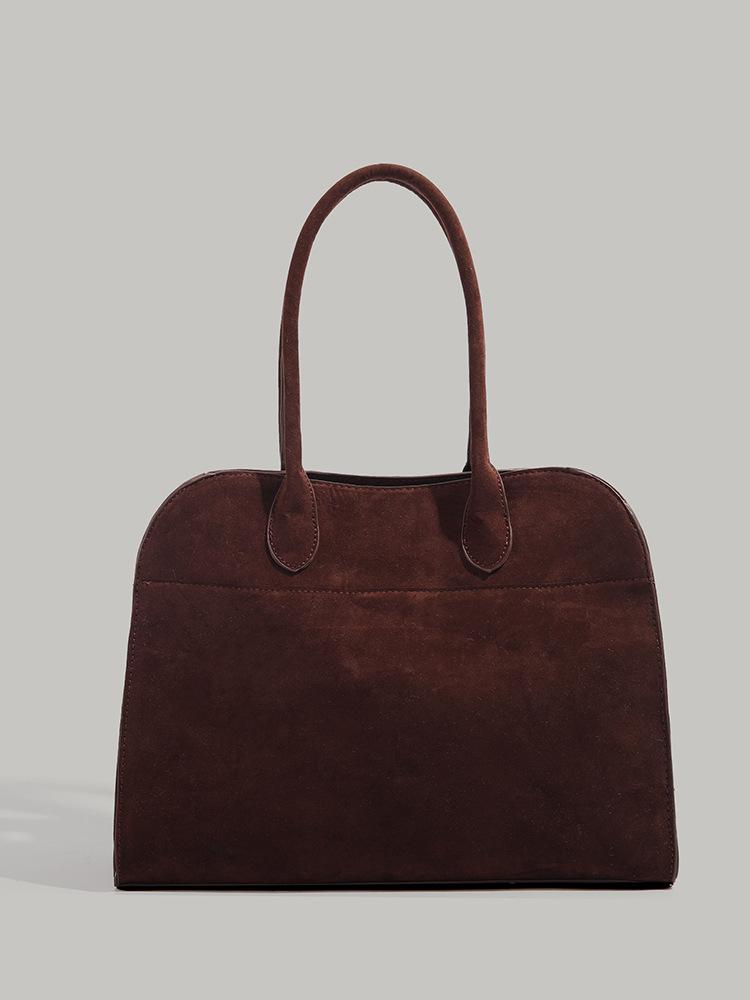 

2025 new large-capacity hand-held tote bag high-end suede velvet bag women s retro commuter fashion shoulder bag коричневий