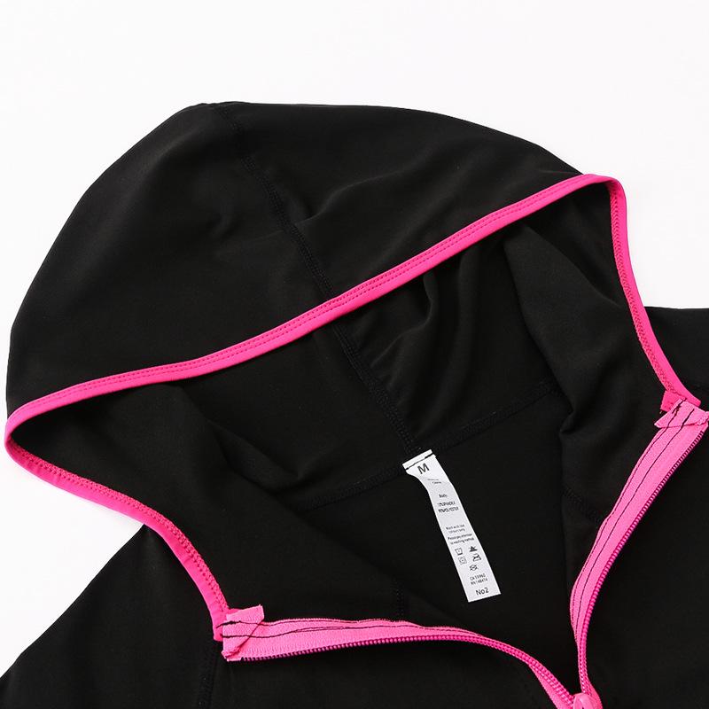 Damen Sport Fitness Yoga Training Farblich passende Reißverschluss Hoodie Schnelltrocknende Jacke