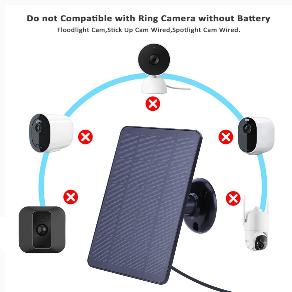 4W 5V Solar Panel Kit with 9.8FT Charging Wire Portable Solar Panel 360 Rotating for Ring Spotlight Camera/Ring Stick Up Camera