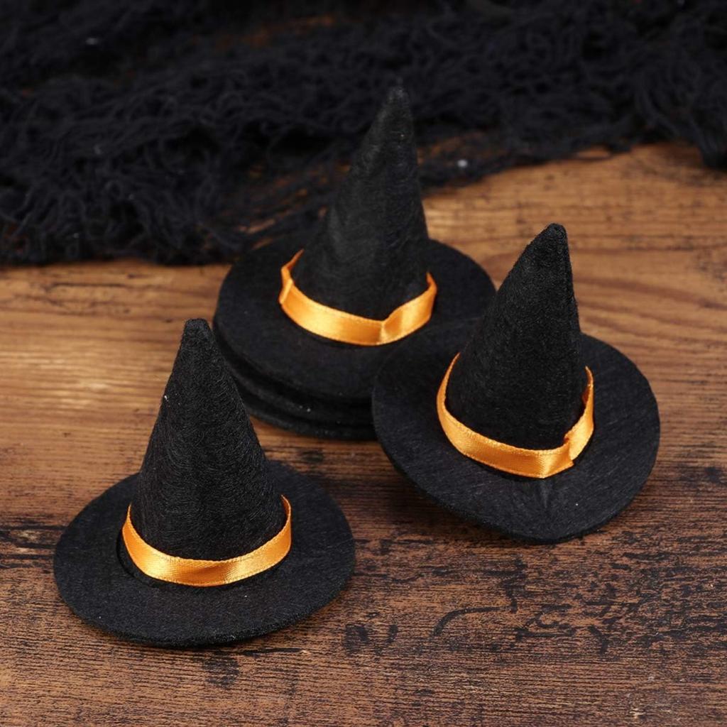 6pcs Mini Witch Hat Halloween Mini Decoration Cover for Crafts Halloween Witch Felt Witch Hats for Crafts Decoration Halloween