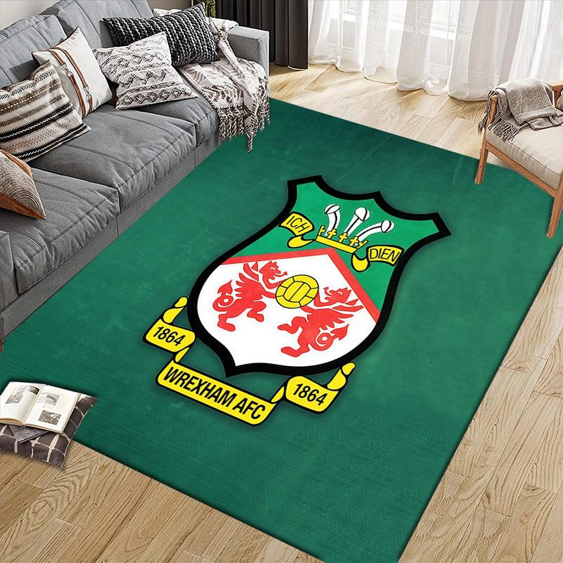 Wrexham AFC Flannel Pattern Square Carpet,Area Rug,Carpet Rug for Living Room Bedroom Sofa Playroom Decor,Non-slip Floor Mat