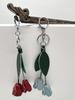 Porte-clés Pendentif Tulipe en Cuir Véritable Fait Main