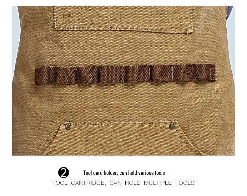 Verschleißfeste Canvas-Küchenschürze mit mehreren Taschen und individuellem Logo