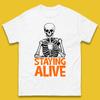 Staying Alive Funny Skeleton Trendy Coffee Halloween Skull Vintage Coffee Lovers Mens Tee Top
