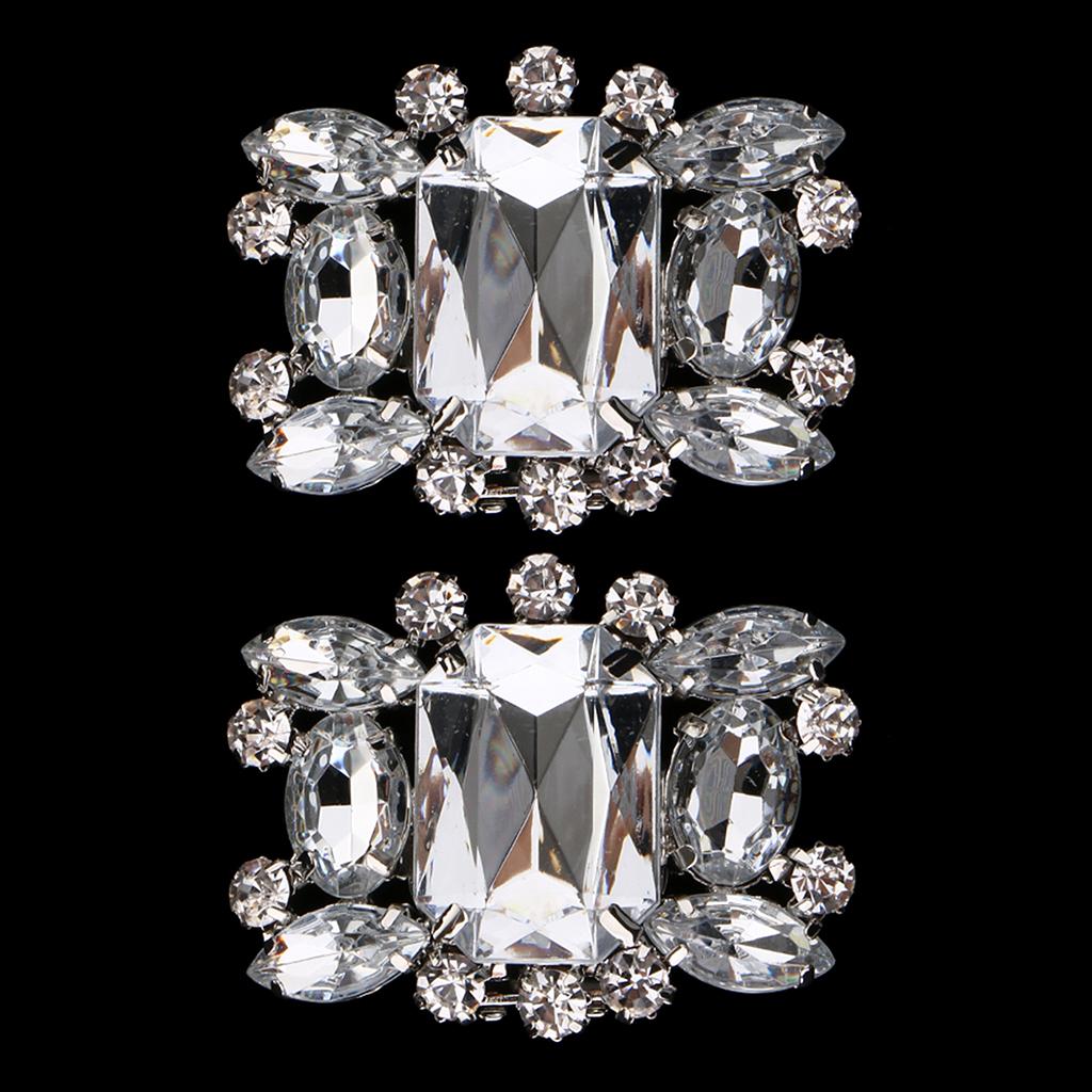 2 Pack Fashion Rhinestone Shoes Shoe Decoration Charms Flowers Crystals Wedding Party Clips