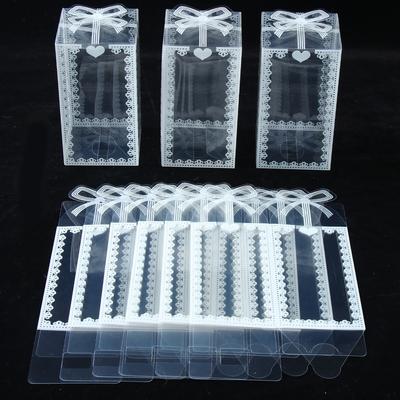 10pcs Transparent Printed PVC Boxes Birthday Wedding Party Decor Valentine Chocolate Candy Box Cake Packaging Event Gifts Box