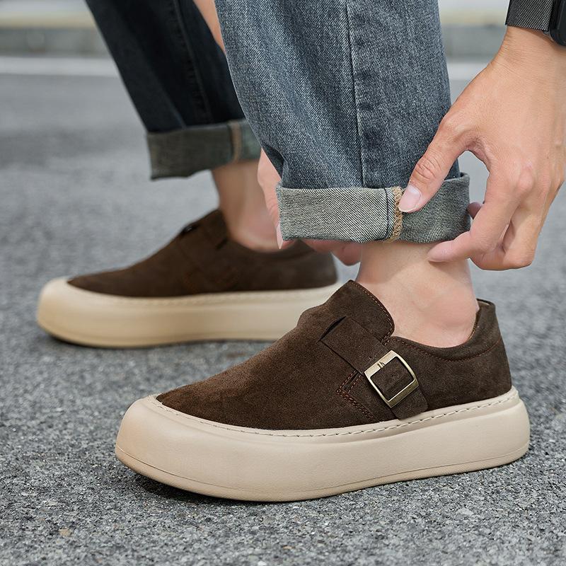 Loafers men's board shoes original retro lazy shoes platform sole light fashion one pedal casual shoes tide