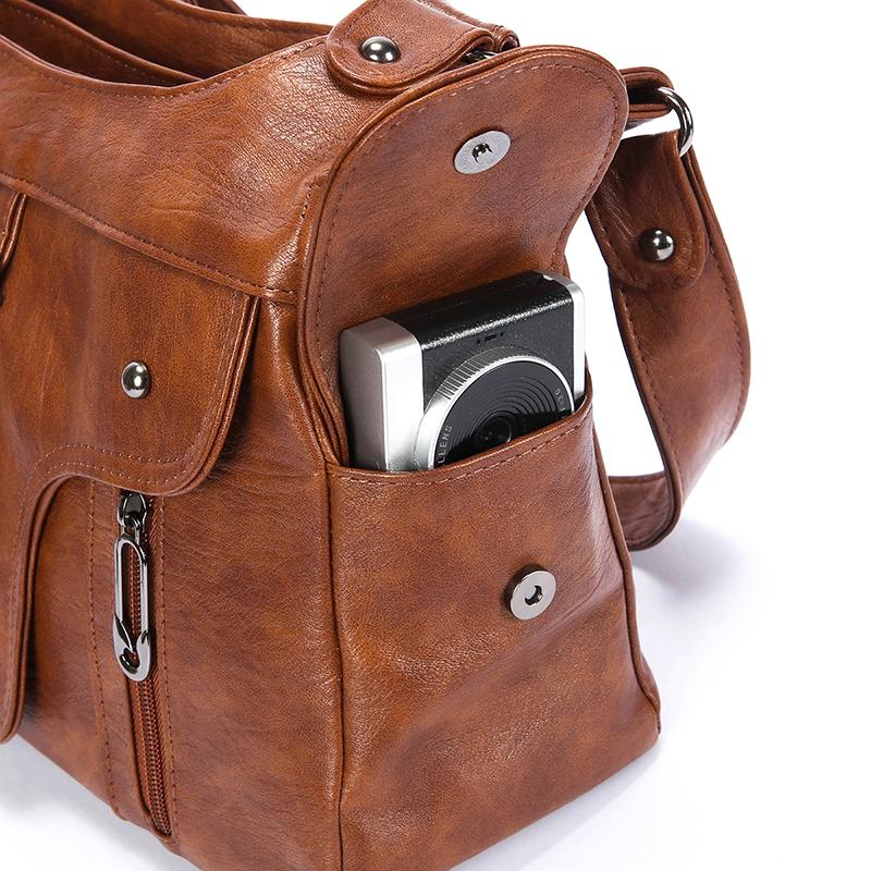 Vintage Kunstleder Umhängetasche mit mehreren Taschen Damen Handtasche Lässig Klassisches Design