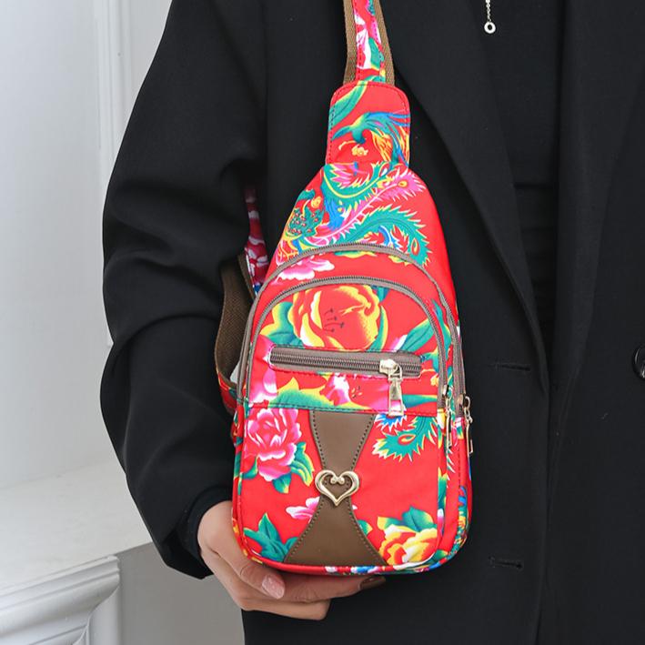 Chest Bag for Women 2025 New Korean Version Casual Big Flower Crossbody Bag for Women, Versatile Large Capacity Crossbody Fashionable Bag