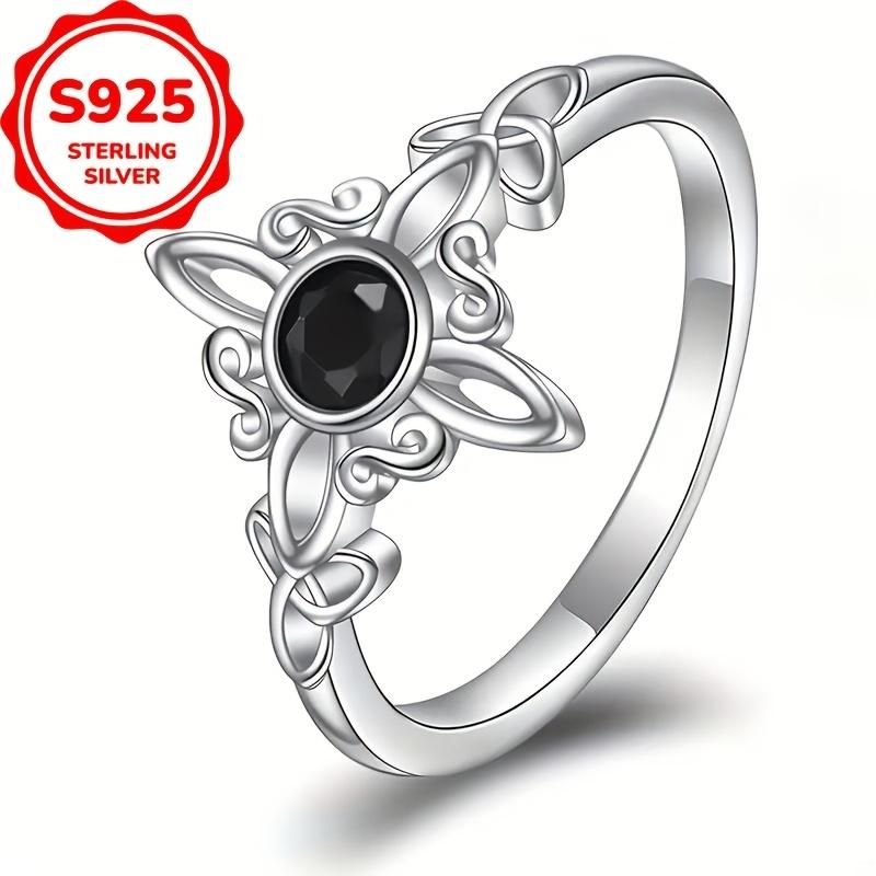 

Изысканное кольцо из стерлингового серебра 925 пробы с кельтским узлом и черным цирконом для дам, персонализированное кольцо, ювелирные подарки для вечеринок и банкетов 9