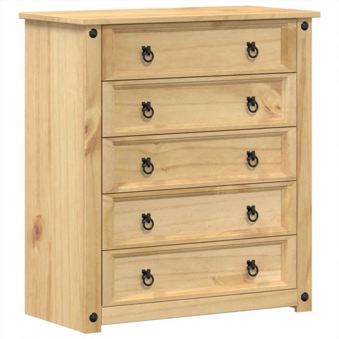 VidaXL Commode Corona 80x40x89 cm bois massif de pin, commode à tiroirs, classeur, armoire à tiroirs, armoire de rangement, 4005673