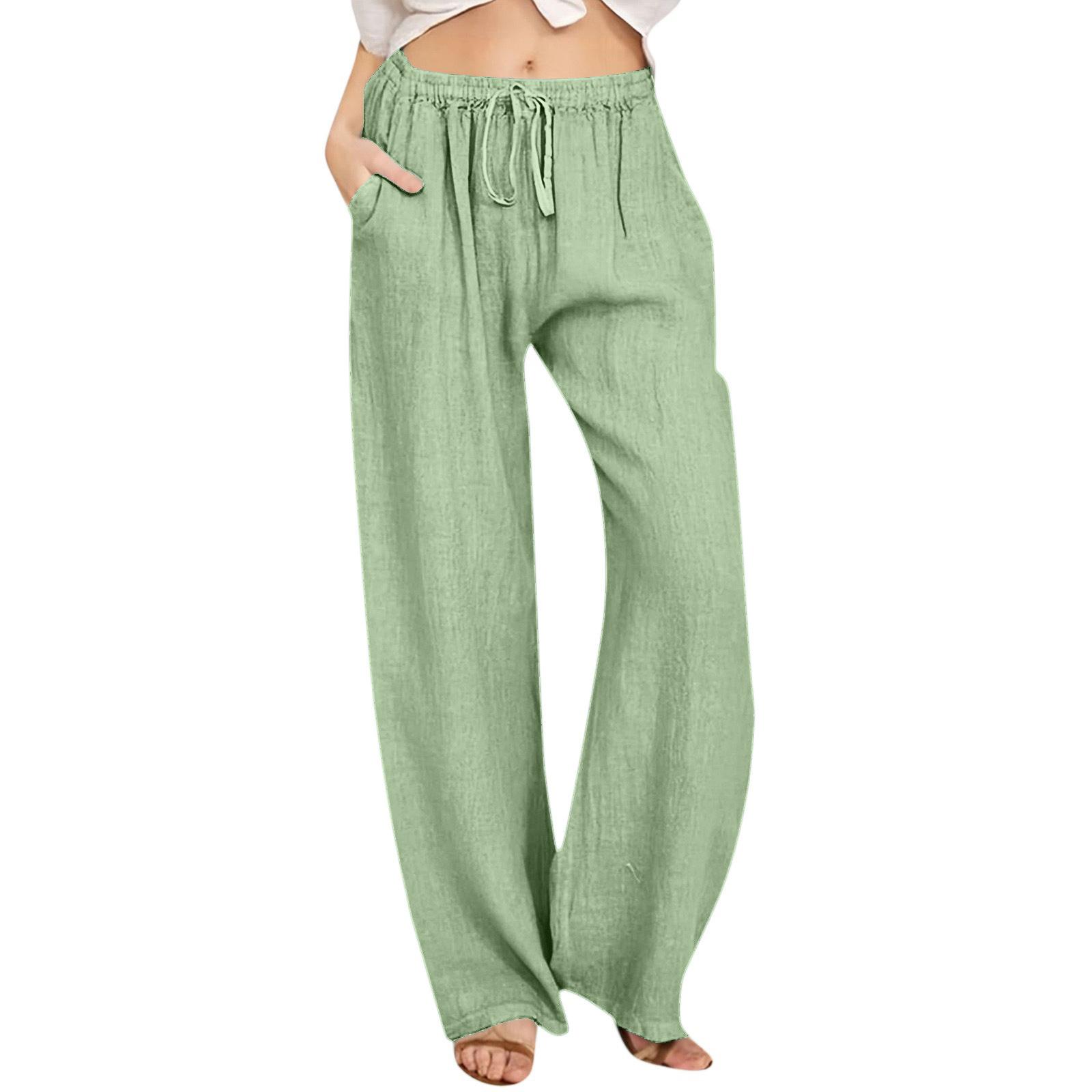 

Women s Fashion Loose Casual Color High Waist Wide Leg Pants Casual Pants With Pockets M