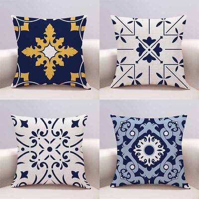 Pattern Geometric Cushion Living Room Sofa Cushion, Cotton Linen Cushion Cover Car Backrest Car Cushion Pillowcase