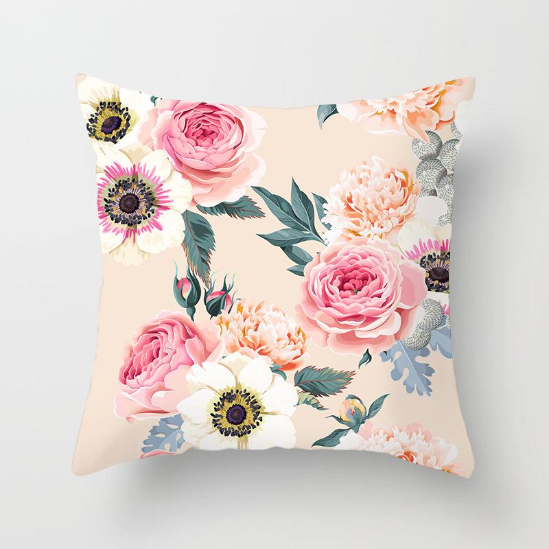 Nordic Style Spring Flower Print Pillowcase Living Room Office Sofa Cushion Cover Home Decor Pillowcase