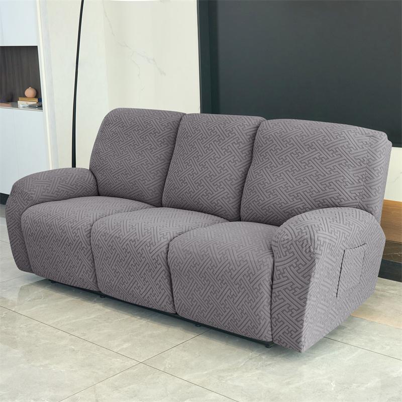 3Seater Jacquard Recliner Sofa Cover Dust-proof Stretch Reclining Couch Slipcover Relax Armchair Slipcover for Living Room Home