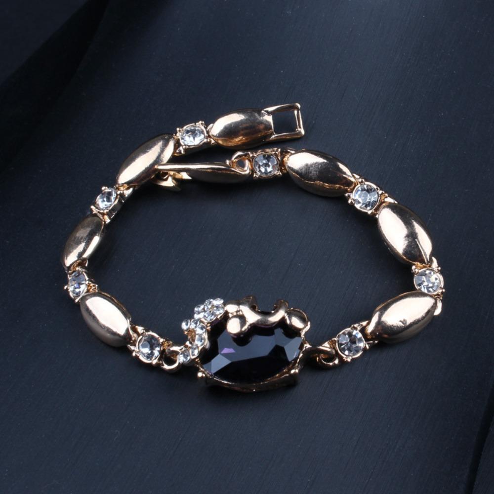 Chain European and American Crystal Gemstone Collarbone Chain Personalized Earrings Bracelet Ring Four-piece Set Sweater Chain
