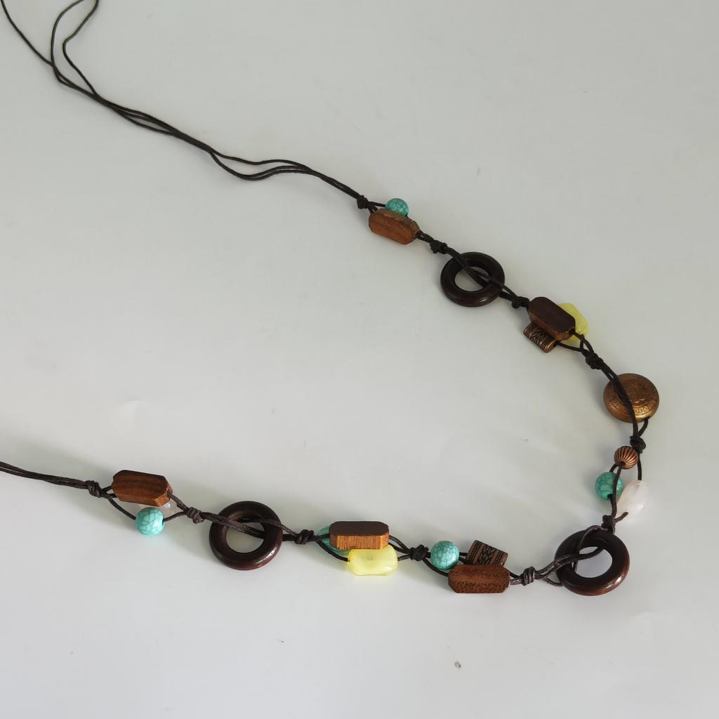 Turquoise Hat Accessories Bohemian Dyed Wooden Beads For Hat Band Fedora Hat Decoration Straw Hat Band Waist Rope