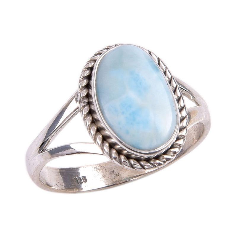 Natural Republic Larimar Gemstone 925 Sterling Silver Jewelry Ring Size 7.5 f6A55