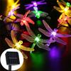 Simulation Dragonfly Outdoor Solar Lamp LED Fairy Light String Wedding Holiday Party Solar Garland for Home Garden Decoration