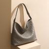 Herbst- und Winter-Handwebtasche Große Kapazität Umhängetasche Leder Damenhandtasche Trendige Schultertasche