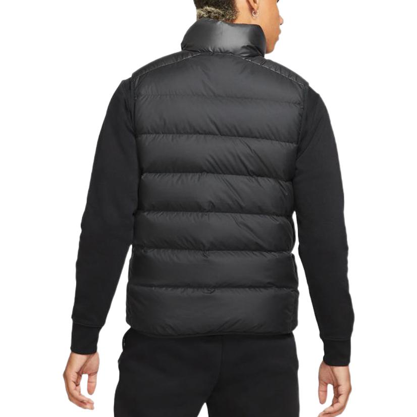Nike Solid Color Brand Logo Printed Stand Collar Zipper Down Vest Player Edition Chelsea Men Vests Black DA2770-010