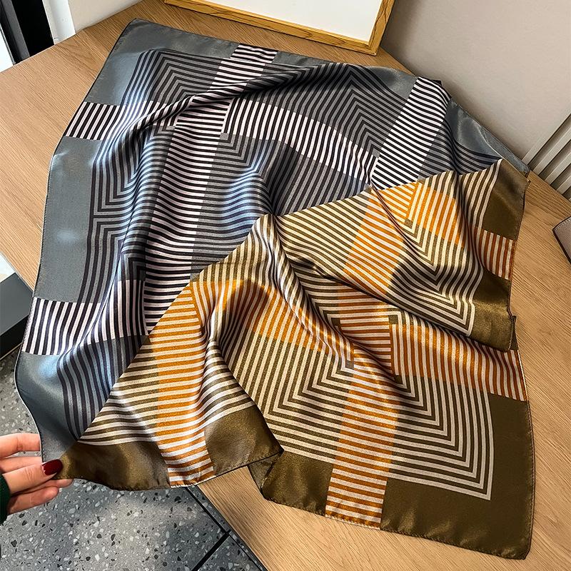 2024 new 100% mulberry silk silk scarf fashion classic versatile paper pattern splicing scarf silk square scarf 66