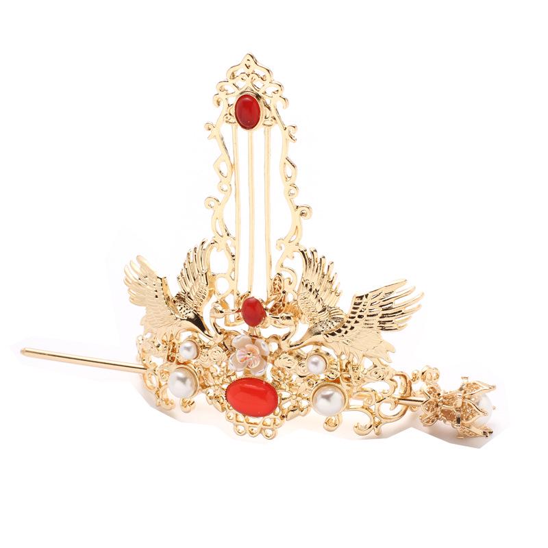 Traditional Crane Hair Crown and Hairpin Set – Hanfu Style Accessory