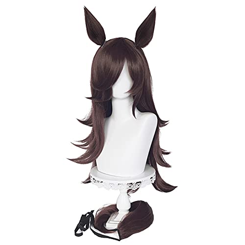 Heat-Resistant Cosplay Wig for Disguise, Includes Net and Comb, Wig, Ears, and Tail (Rice Shower)