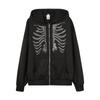 Damska bluza z kapturem i zamkiem, oversize, z kamieniami strasu na piersi, gładka, streetwear, casualowy top