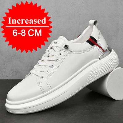 Men Leather Sneakers Elevator Shoes Hidden Heels Breathable Heightening Shoes 8cm Taller Shoes Men Leisure Fashion Sports Shoes