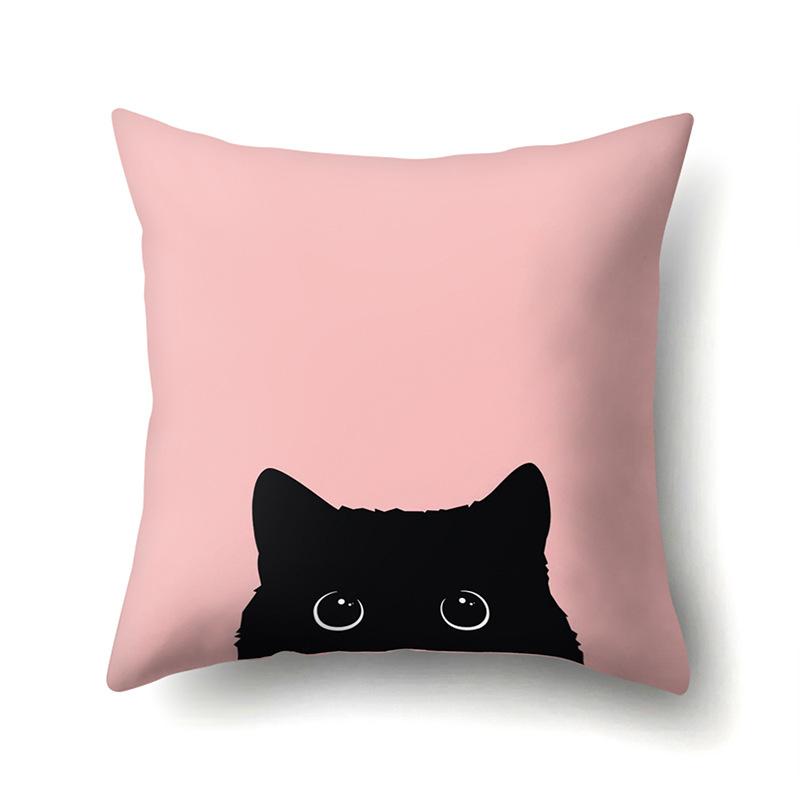 Polyester Pillowcase Cartoon Printed Animal Peach Leather Velvet Pillowcase Waist Cover Car Waist Cushion Cover