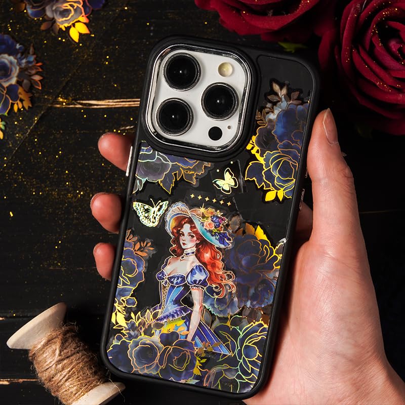 Neko Sennin Masking Set of 6 DIY Christmas Planner Floral Miscellaneous Gold Leaf Tape, Rolls, PET, Gift, Decoration, Transparent, Material, Print,