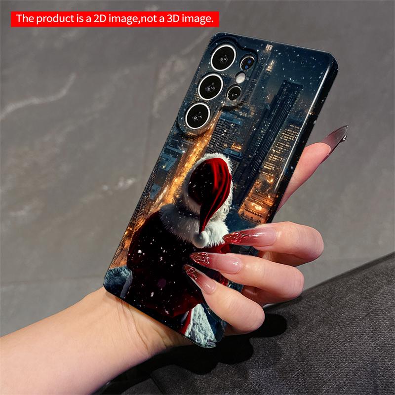 2DFlat Samsung Phone Case Santa Over City Lights Snowfall Applicable To Galaxy S22 S23 S24 S25ULTRA S26 A12 A13 A14 A15 A16