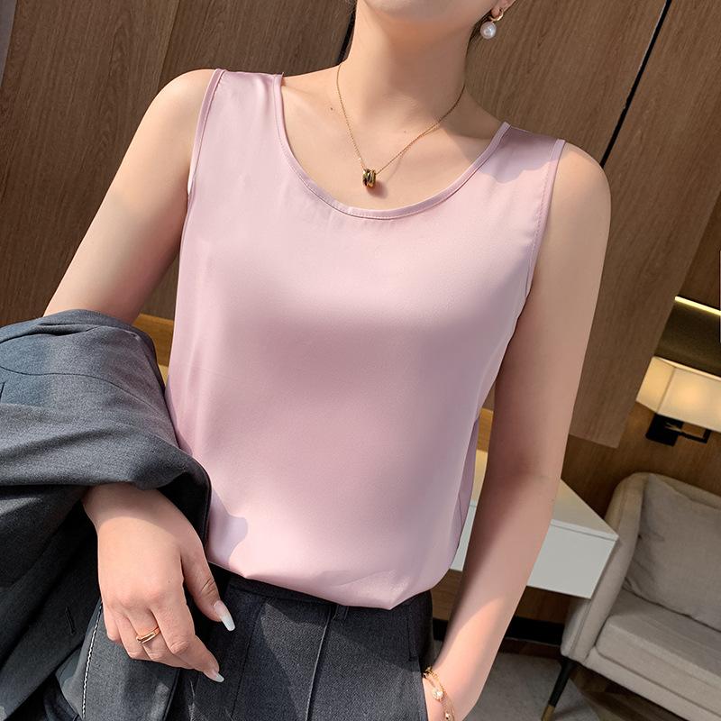 YYFS Women's Fashion Casual Summer Spring Solid Color Print Sleeveless O-Neck Blouses & Shirts