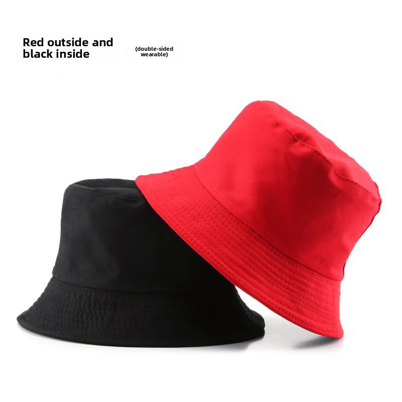 Female Spring and Autumn Personality Double-sided Light Plate Solid Color Bucket Hat Outdoor Sunscreen Sunshade Sun Hat Basin Hat