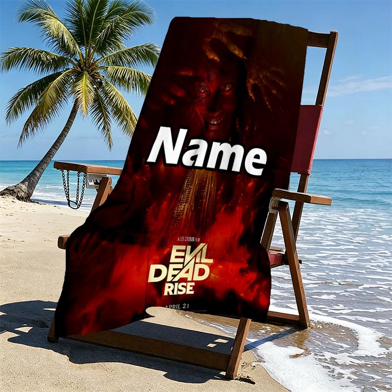 Custom Name Personalized The Evil Dead Print Beach Towel, for Trip Camping Beach Party Home Decor, Birthday Gift for Family & Friends